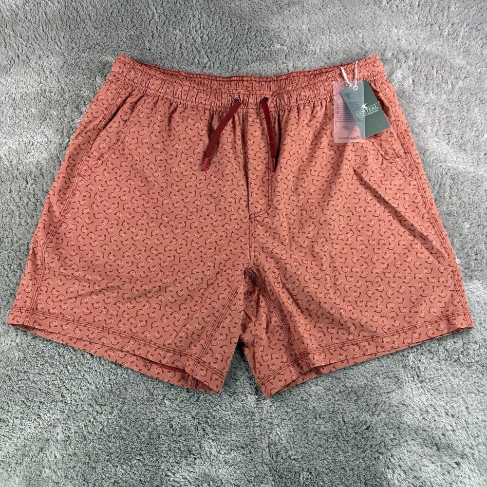 GenTeal Marina Performance Swim Trunks Mens XL Trout Print Lined Shorts NWT $89